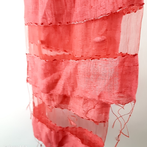 Red Long bohemian summer Scarf - Picture 4 of 5